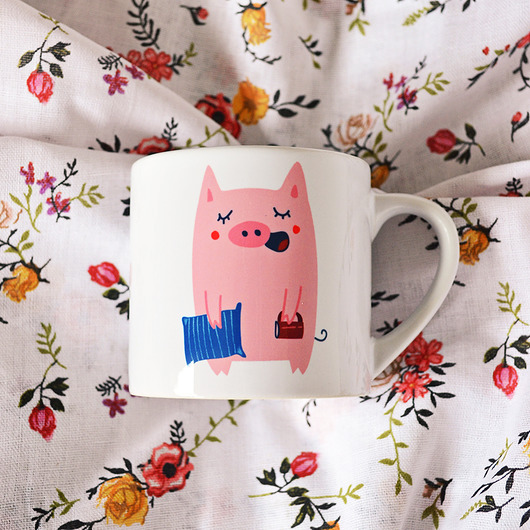 kubki Śpiąca świnka z poduszką- mały kubek