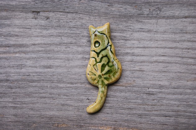 magnesy Ceramiczny magnes kot zielony