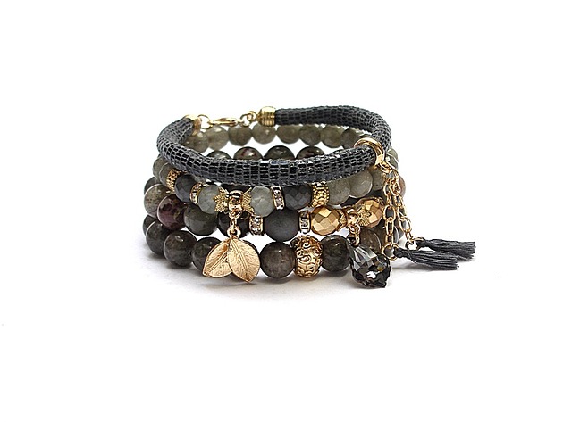 bransoletki z kamieni naturalnych Grey and olive vol. 7/09.04.22/ -  set