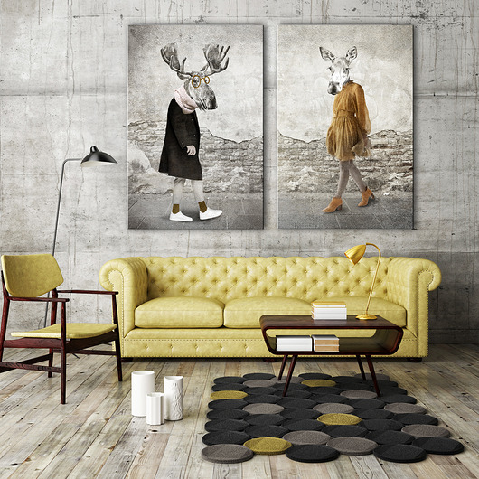 obrazy Komplet dwóch obrazów 2x 80x120cm ŁOŚ I KLĘPA