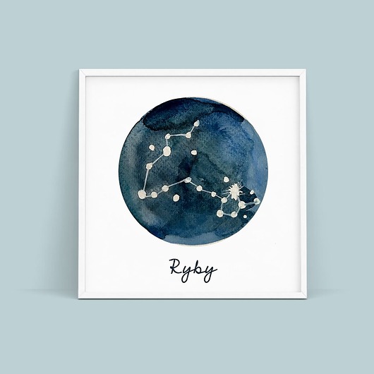 Plakat Znak Zodiaku Ryby - kwadratowy trochę na ścianę