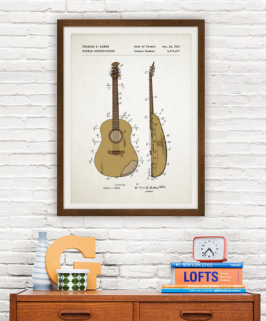 plakaty Gitara - patent - plakat A3