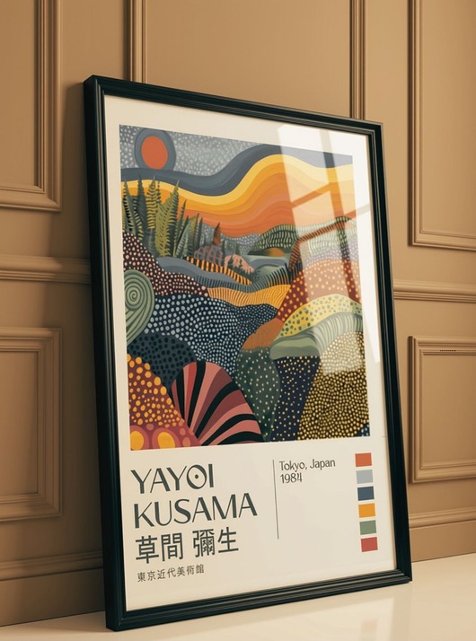 plakaty PLAKAT dekoracyjny Yayoi Kusama, krajobraz jesienny