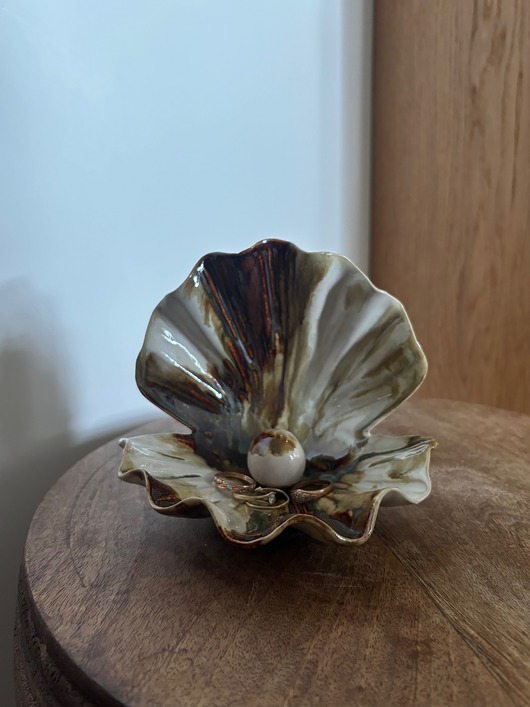 pojemniki na biżuterię Ceramiczna muszla na obrączki, kolczyki, palo santo i drobne pamiątki