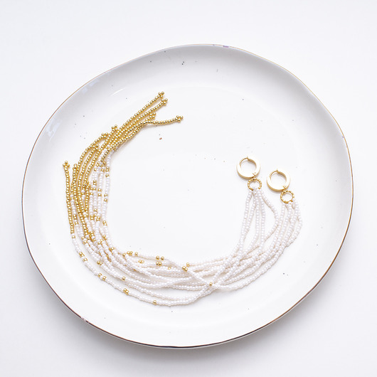 kolczyki pozłacane Wyjątkowe ręcznie szyte kolczyki pozłacane Selene