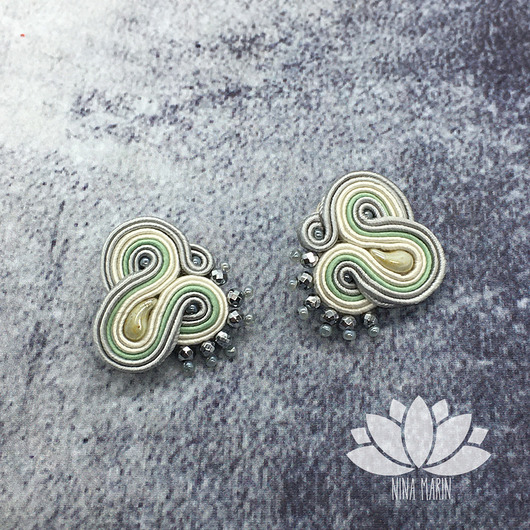 kolczyki soutache Mięta I! małe  - kolczyki sutasz