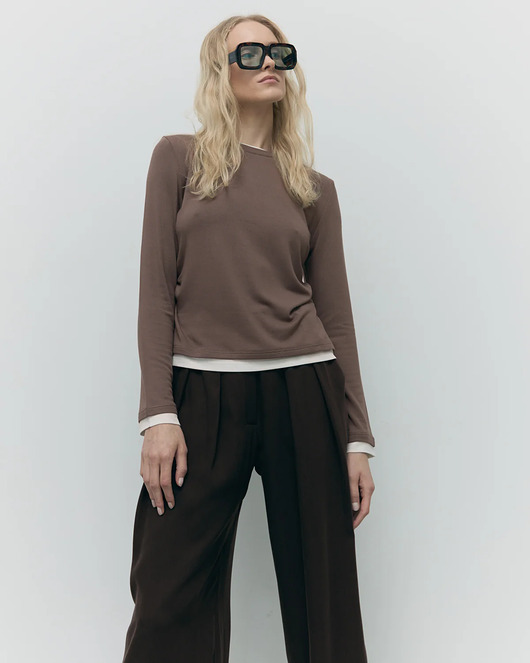 spodnie materiałowe damskie Spodnie Wonder choclate tencel