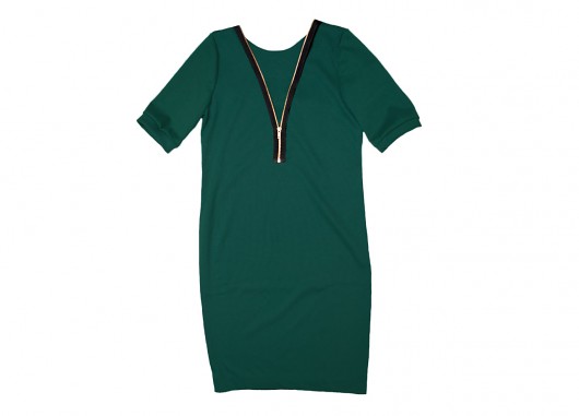 V-Zipped Dress Green Lets Funky