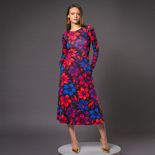 sukienki midi damskie Sukienka basic - Sara Flower Power