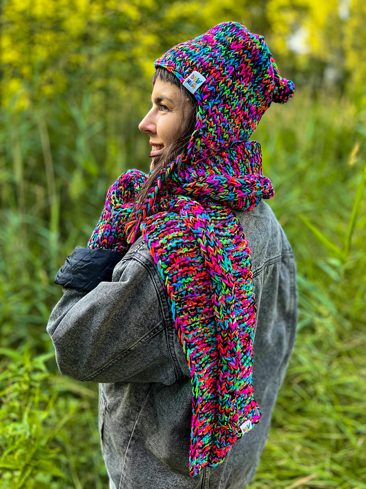 szale damskie Szal MERINO 34% Czarne kolorki szalik