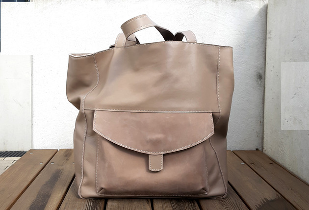 torby XXL Duża beżowa - taupe, skórzana torba