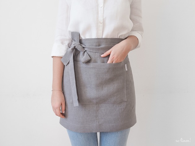 fartuchy kuchenne Lniany fartuszek zapaska TRUE GRAY