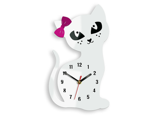 Zegar ścienny Kotek Biały ModernClock