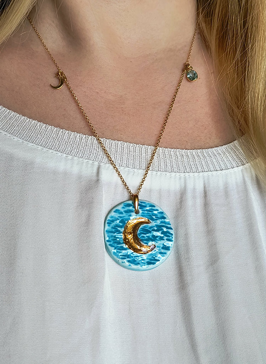 złote naszyjniki Naszyjnik pozłacany Księżyc Nad Oceanem Topazem Kolekcja Parian