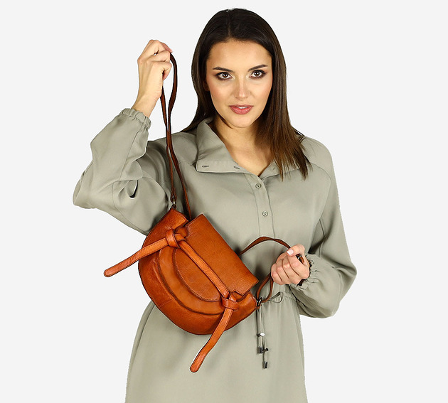 torby na ramię Torebka listonoszka skórzana saddle bag brąz camel