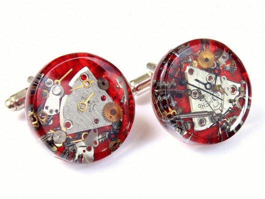 spinki do mankietów MECHANICAL RED - Spinki do mankietów