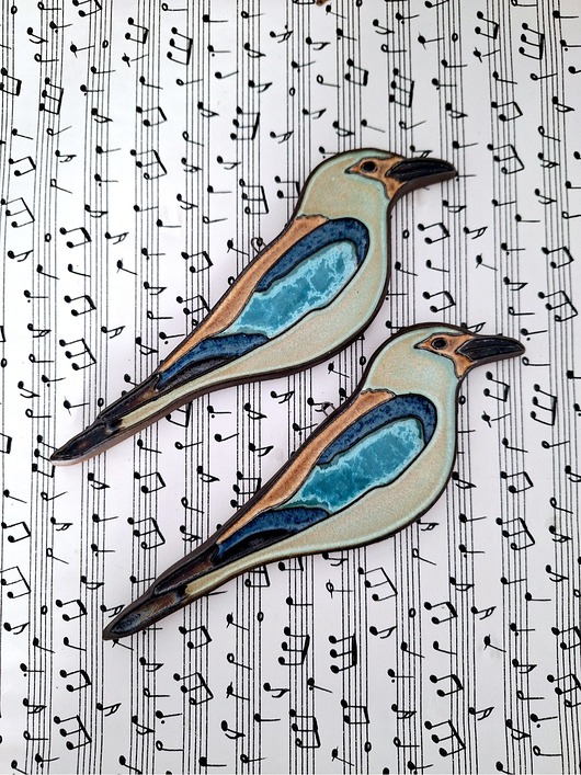 figurki i rzeźby Ceramiczny ptak 2 sztuki zawieszka