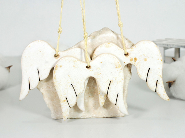 ozdoby choinkowe Ceramiczne skrzydła anioła - ozdoby świąteczne