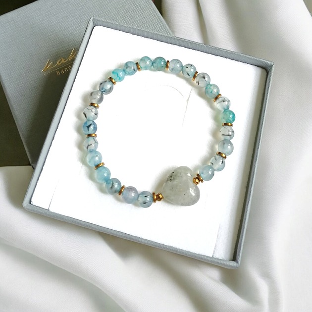 bransoletki z kamieni naturalnych Serce z labradorytu i agat smoczy