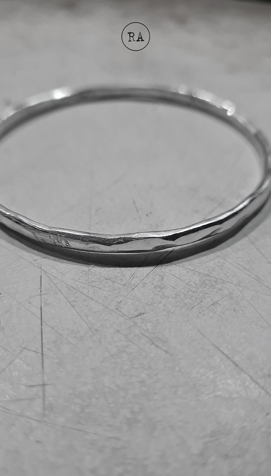 bransoletki srebrne Bransoleta HOOP młotkowana ręcznie kute srebro