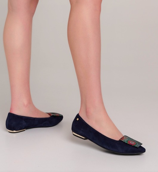 baleriny damskie Baleriny Skórzane - zamszowe (6713 )