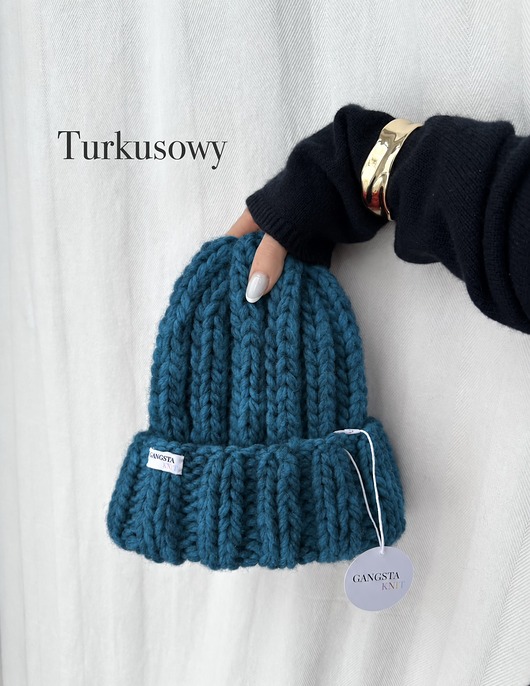 czapki damskie Czapka Nordic 100% wełna *turkusowy*