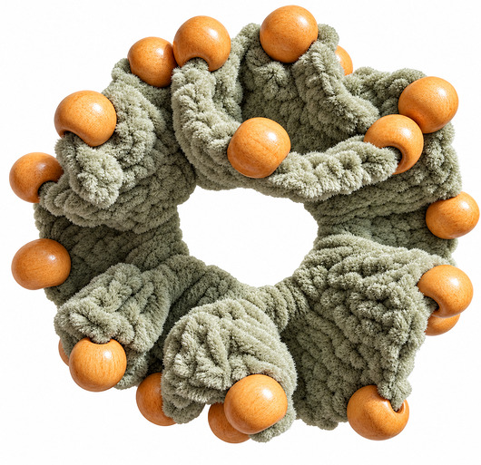 gumki do włosów Gumką do włosów scrunchie z koralikami Leśna Oliwka