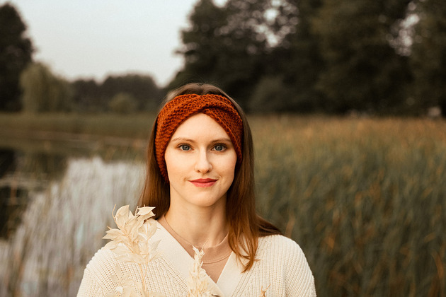 opaski do włosów Ruda damska opaska zimowa merino twist