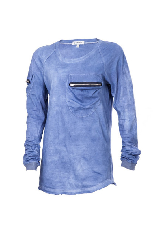 longsleeve ZIP ręcznie farbowany - granatowy STANKE