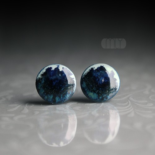 kolczyki ceramiczne Burzowe 14mm/stal chirurgiczna/