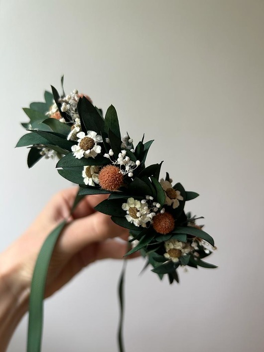 wianki komunijne Wianek na koka  EUKALIPTUS - chrzest, ślub, KOMUNIA