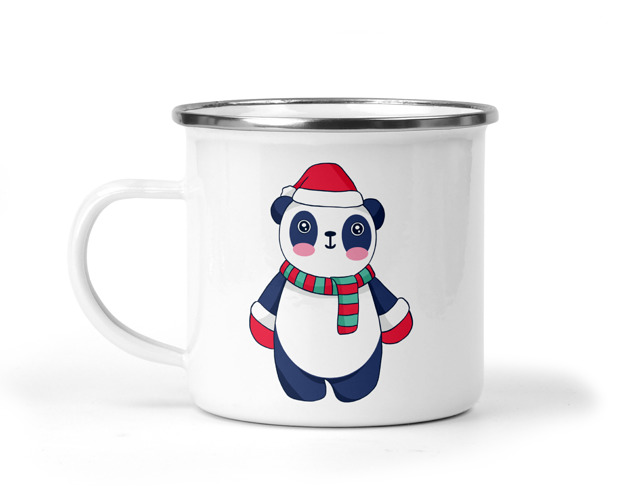 kubki Kubek świąteczny emaliowany 25 panda