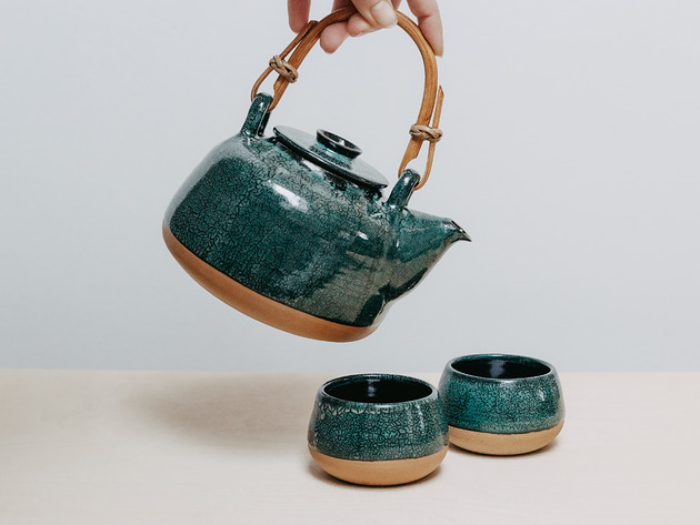 czajniki i dzbanki Imbryk z czarkami - iglasty las