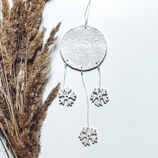 łapacze snów Winter Łapacz Snów Wappo - śnieżynki - ArtStyl Boho Zimowy łapacz snów
