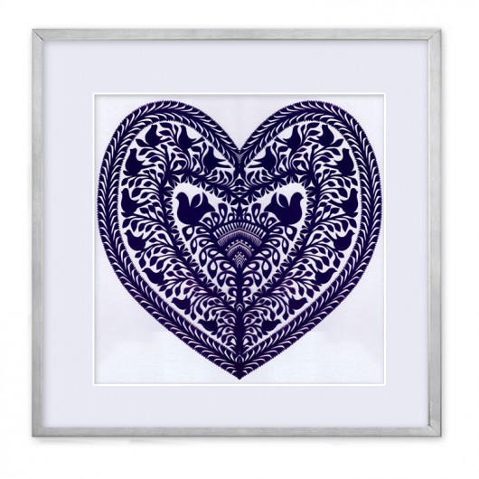 SERCE w kolorze bakłażana (PaperCut Artwork)   na ludowo