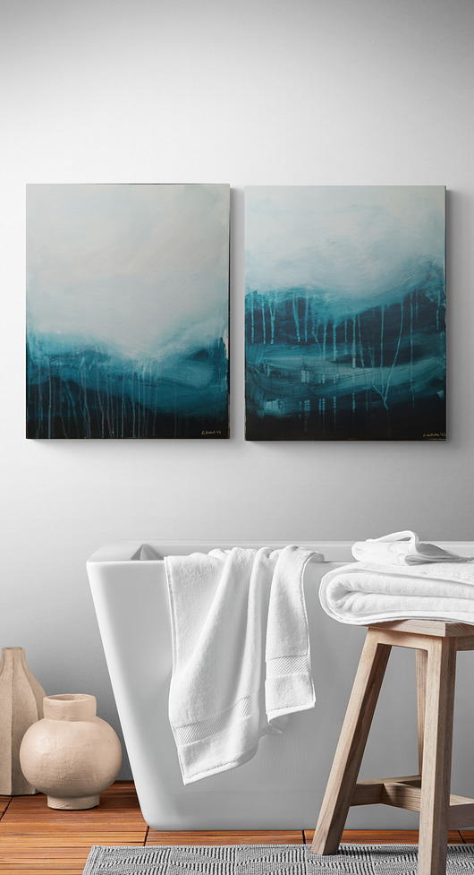 obrazy Obrazy ręcznie malowane na płótnie - dwa 40x50 cm - abstrakcyjny pejzaż