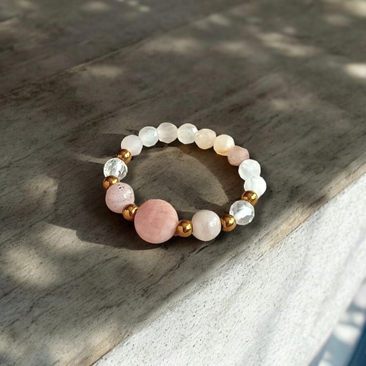 pierścionki elastyczne OPTYMIZM - pierścionek - kamień słoneczny,kryształ górski,hematyt