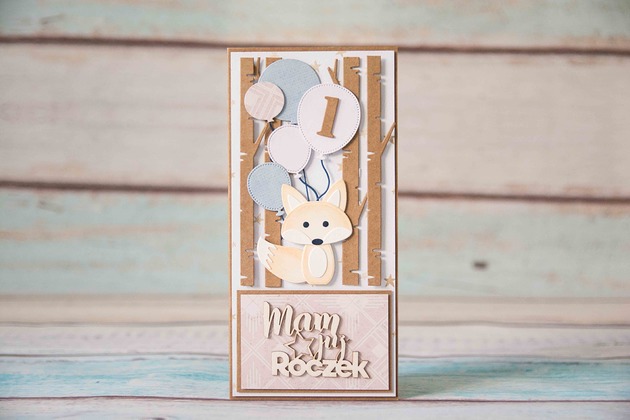 kartki scrapbooking Kartka Urodzinowa - Lisek - Mam Już Roczek