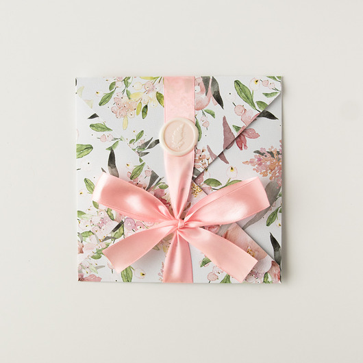 zaproszenia i kartki na ślub Kartka ślubna kopertówka kwiatowa O