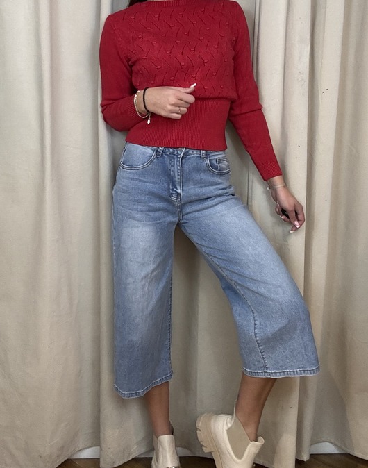 spodnie materiałowe damskie Jeansy 3/4