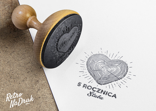 stemple Stempel jubileuszowy 60mm, drewniane serce