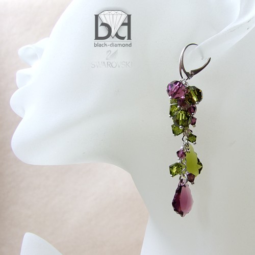 Dziki bluszcz kryształ Swarovski (7,6 cm) Black Diamond