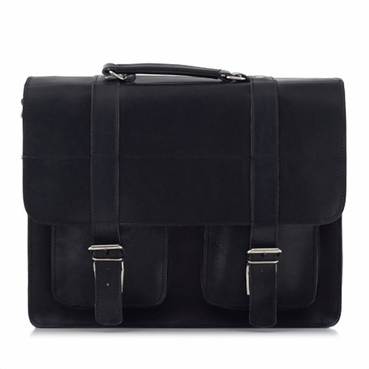 torby na ramię Torba do pracy skórzana listonoszka z kieszeniami Czarna BR51