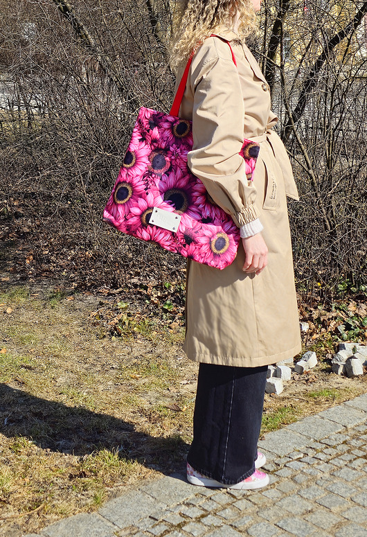 torby na ramię Torebka typu tote w różowe słoneczniki