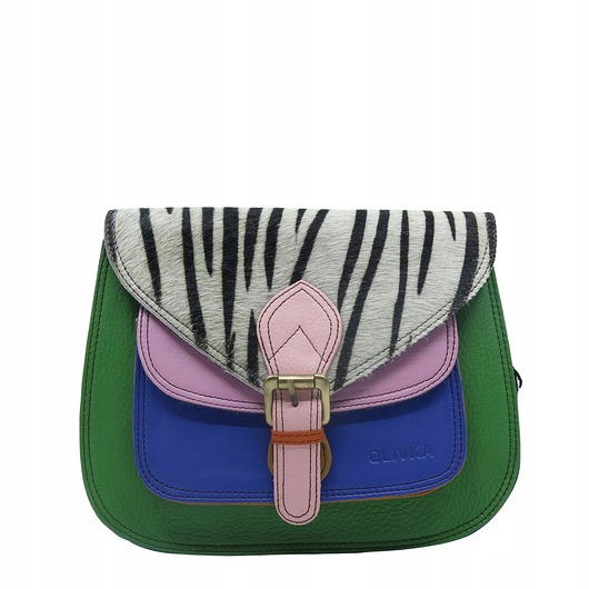 torby na ramię Torebka listonoszka elegancka regulowany pasek skórzana kolorowa OLIVKA