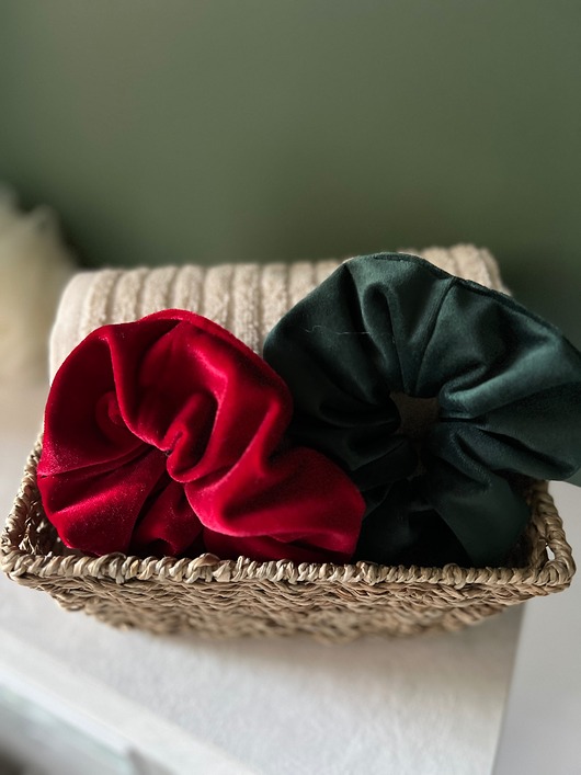 ozdoby do włosów dla dzieci Świąteczny scrunchie velvet 2 aksamitne gumki do włosów