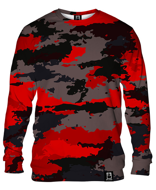 bluzy męskie Bluza Bez Kaptura Męska DR.CROW Moro Black Red