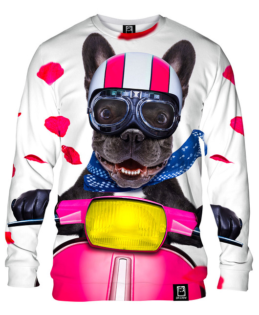 bluzy męskie Bluza Bez Kaptura Męska DR.CROW Dog on Scooter