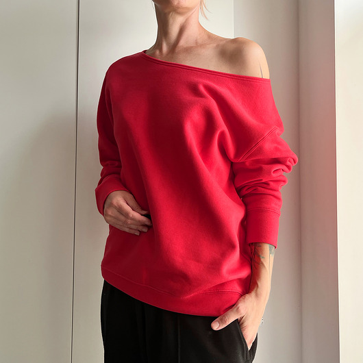 bluza bez kaptura damska Czerwona Oversize Bluza Max