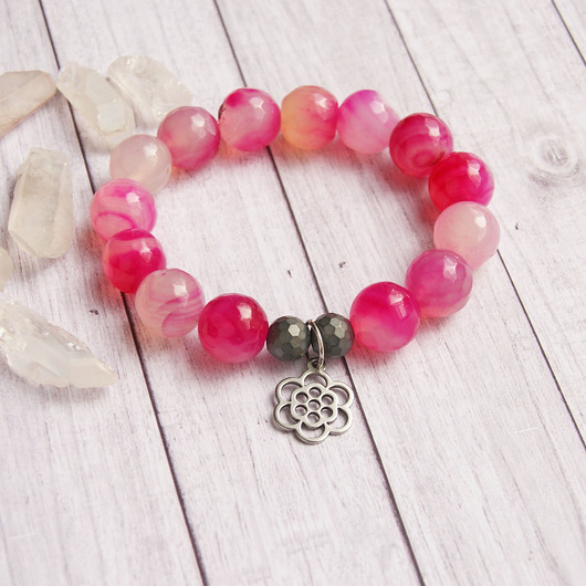 bransoletki z kamieni naturalnych Stal szlachetna :: agat różowy